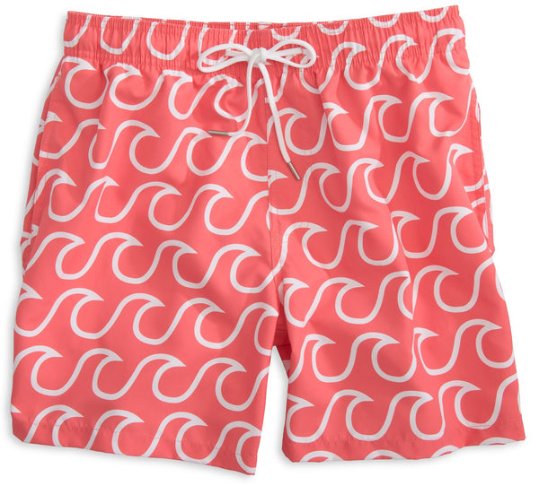 Surfs Up Swim Trunks in Sunset Red   