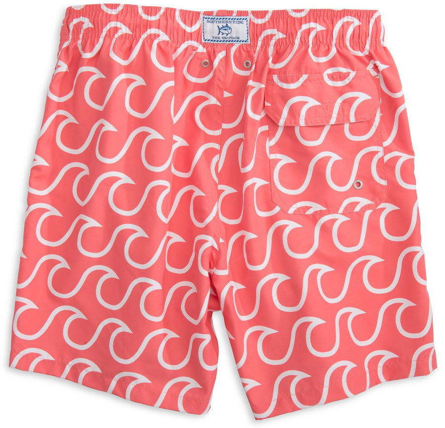 Surfs Up Swim Trunks in Sunset Red   