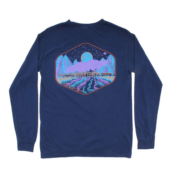 Waters Bluff Limited Edition Night Train Long Sleeve Tee in Navy