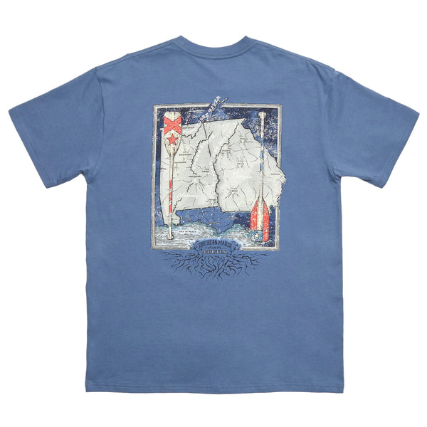 River Route Collection - Alabama & Georgia Tee in Bluestone by Southern Marsh  - 1