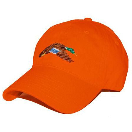 Flying Mallard Needlepoint Hat in Orange  