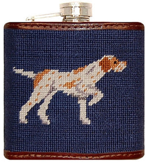 Pointer Needlepoint Flask  