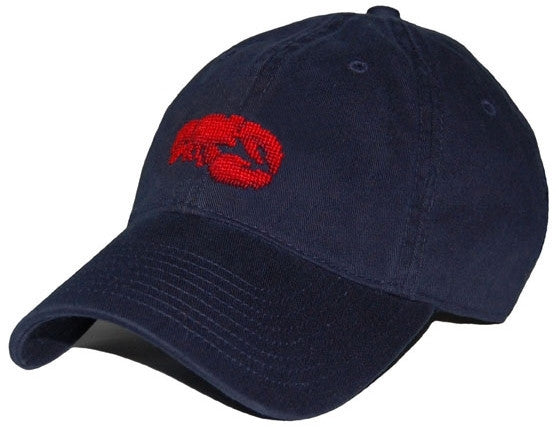 Lobster Needlepoint Hat in Navy  