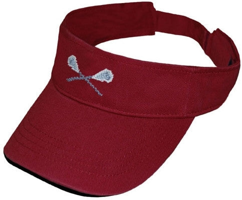 Lacrosse Sticks Needlepoint Visor in Rust Red  