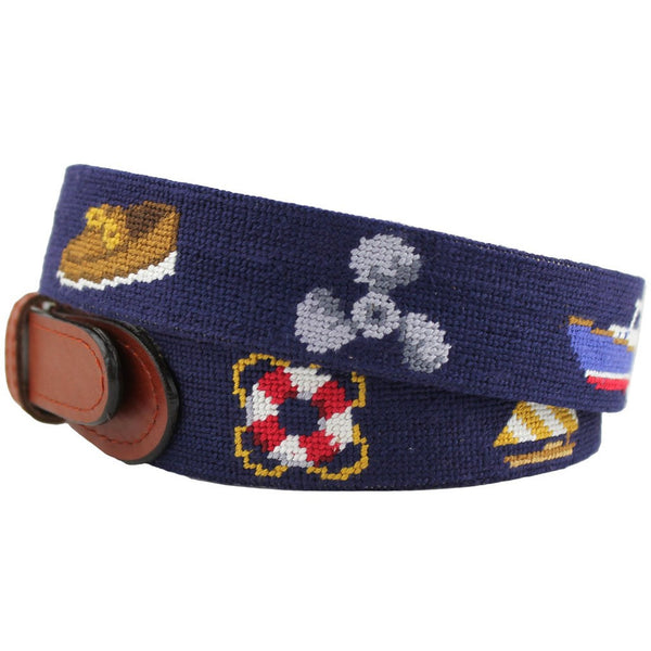 Nautical Life Needlepoint Belt in Navy   